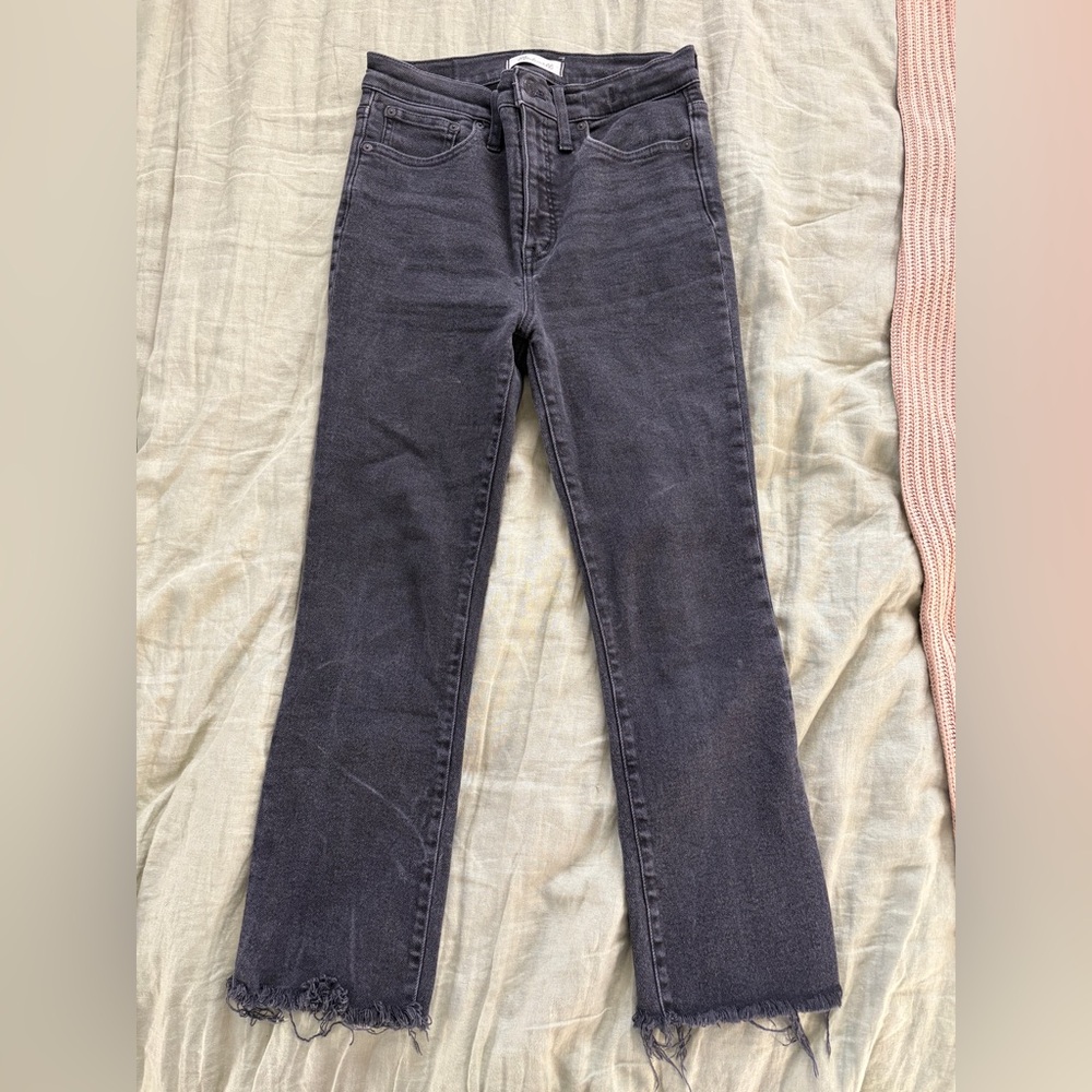 Madewell Cali Demi-Boot Jeans Size 28 Black Womens Raw‎ Hem